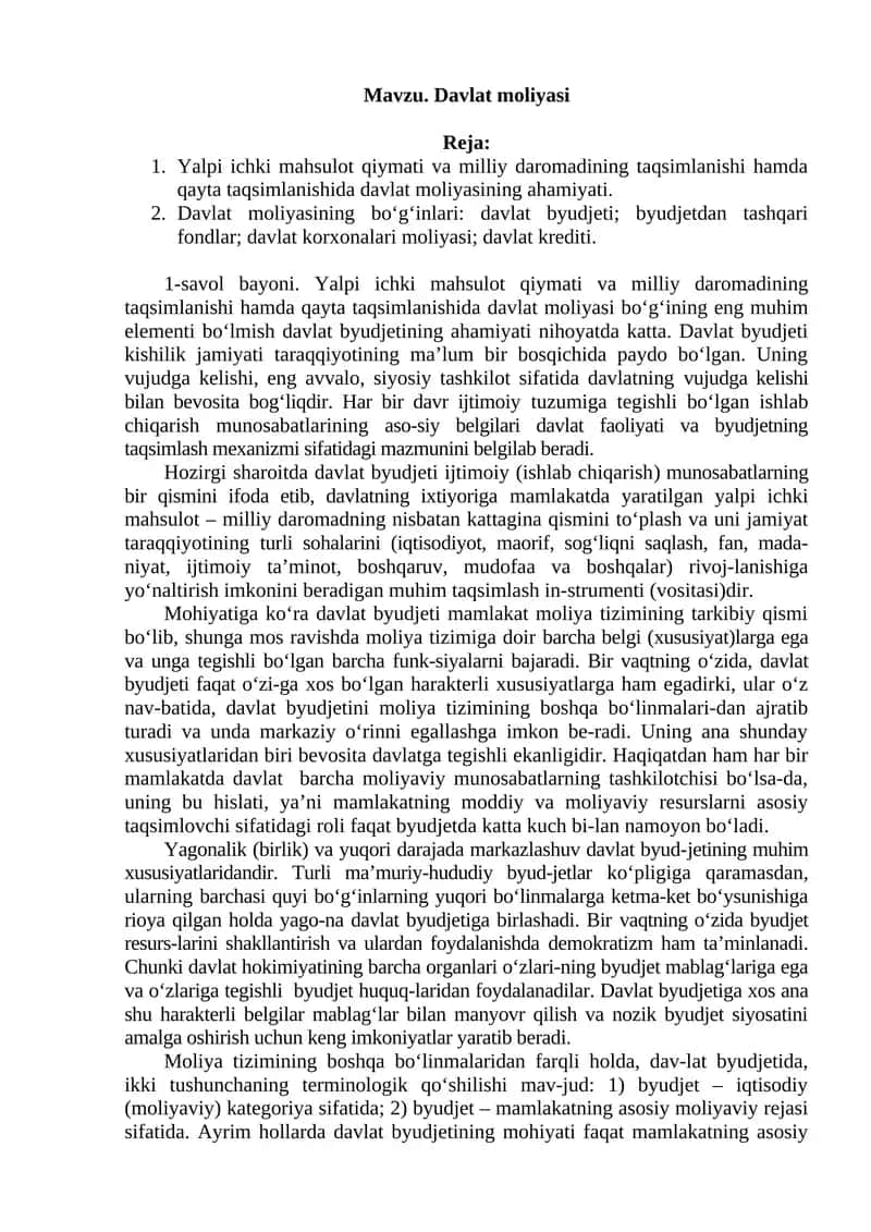 Davlat moliyasi 1