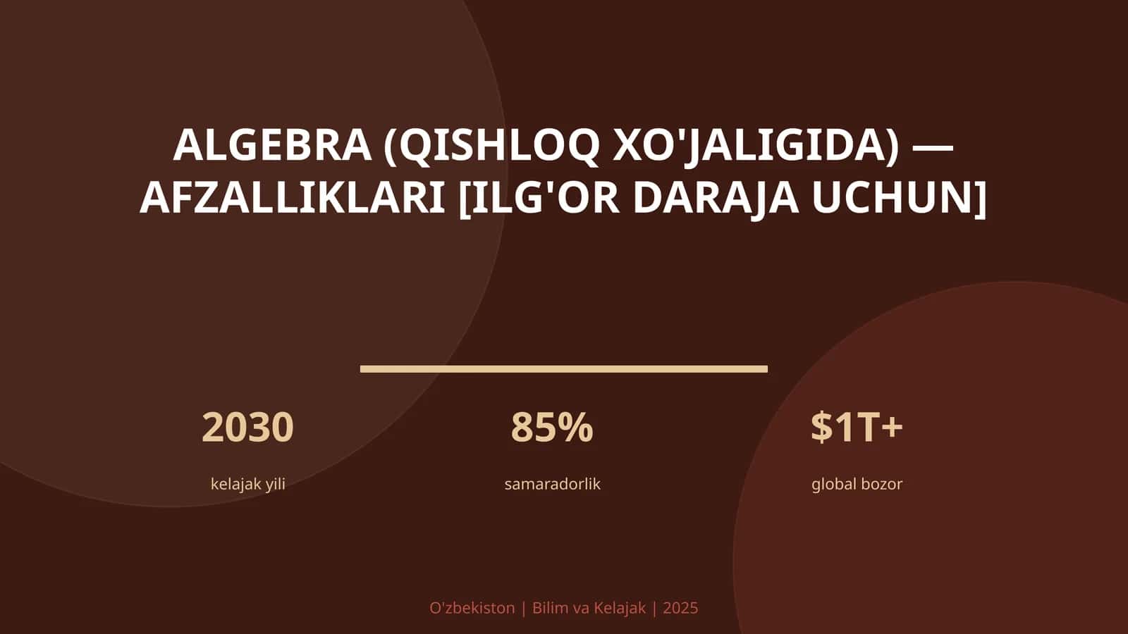 Algebra (qishloq xo'jaligida) — afzalliklari [ilg'or daraja uchun] 1