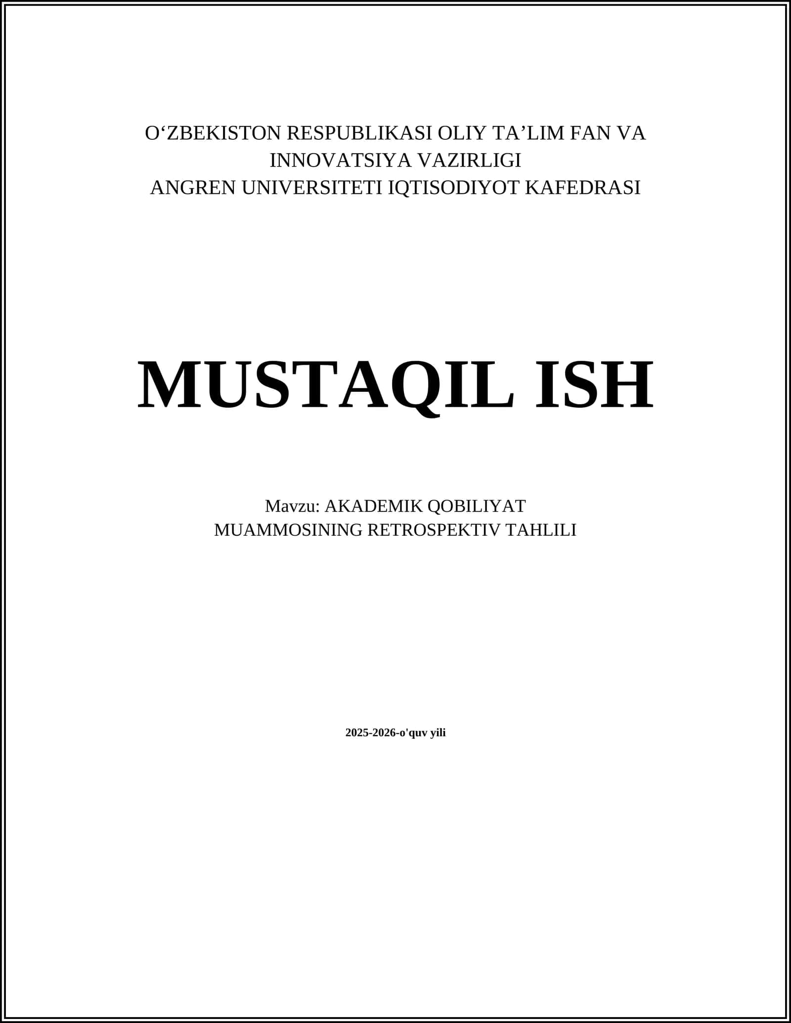 AKADEMIK QOBILIYAT MUAMMOSINING RETROSPEKTIV TAHLILI 1