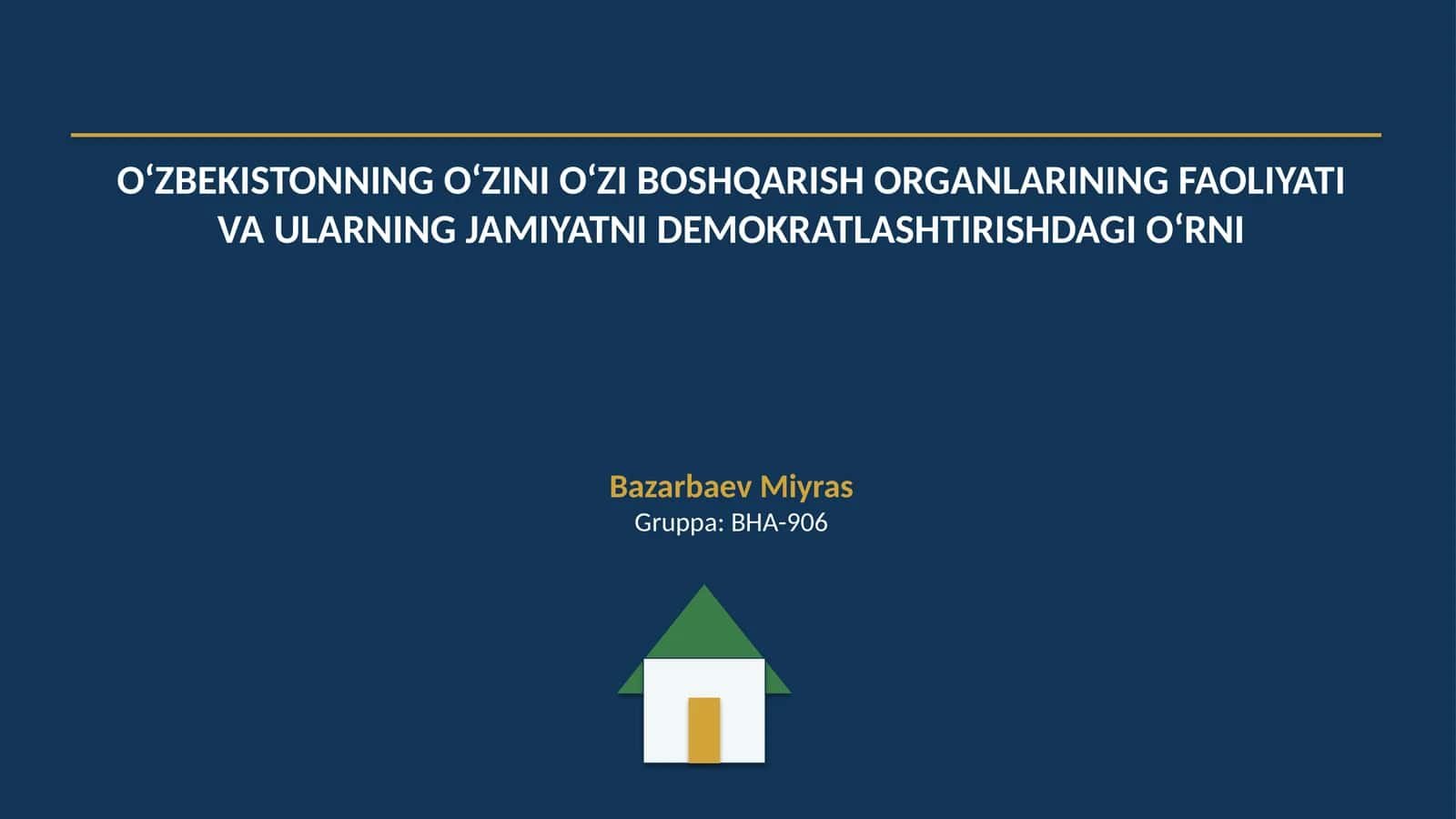 O‘ZBEKISTONNING O‘ZINI O‘ZI BOSHQARISH ORGANLARINING FAOLIYATI VA ULARNING JAMIYATNI DEMOKRATLASHTIRISHDAGI O‘RNI 1
