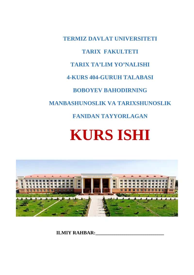 TARIX TA'LIM YO’NALISHI 1