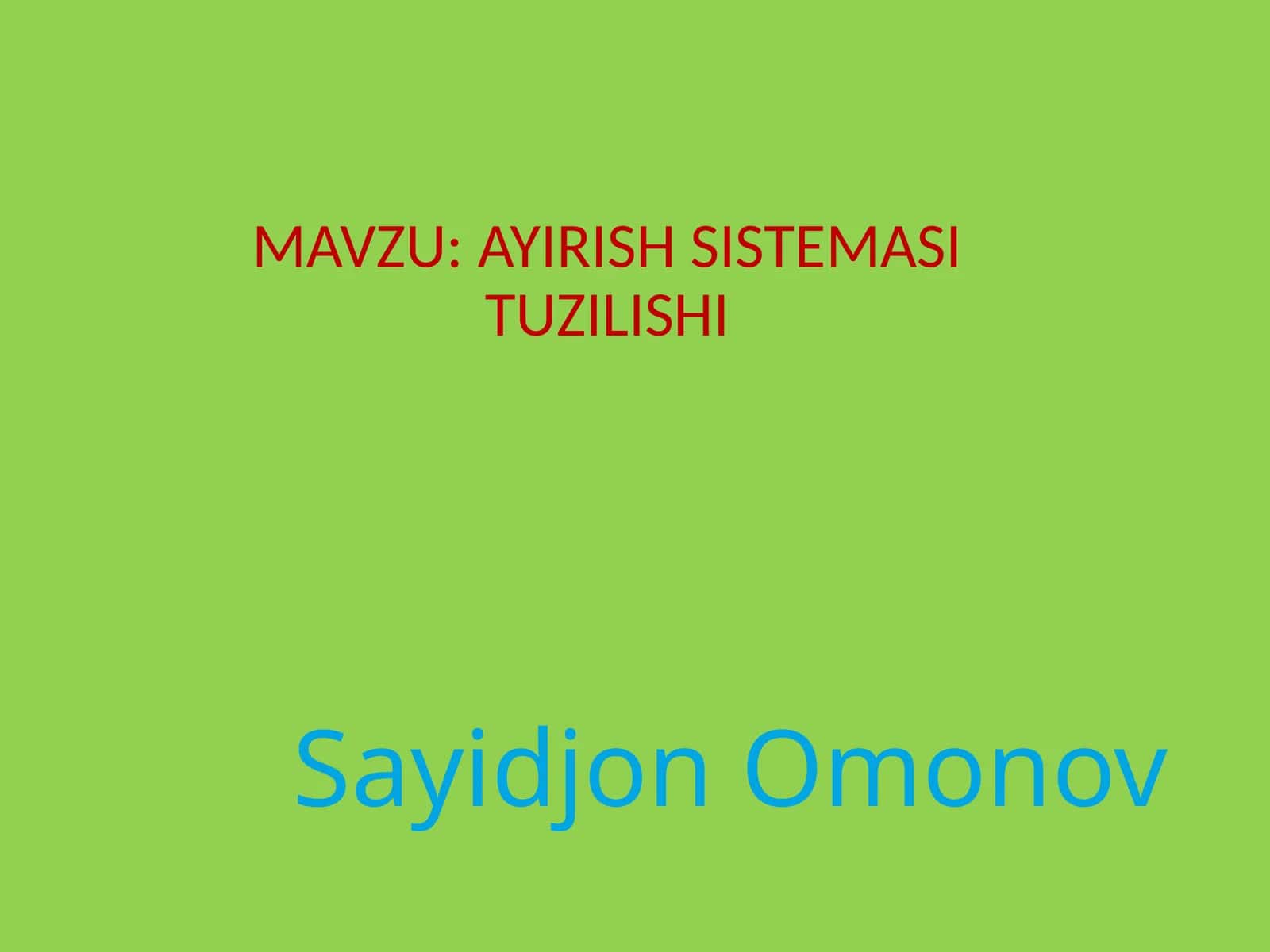 AYIRISH SISTEMASI TUZILISHI 1
