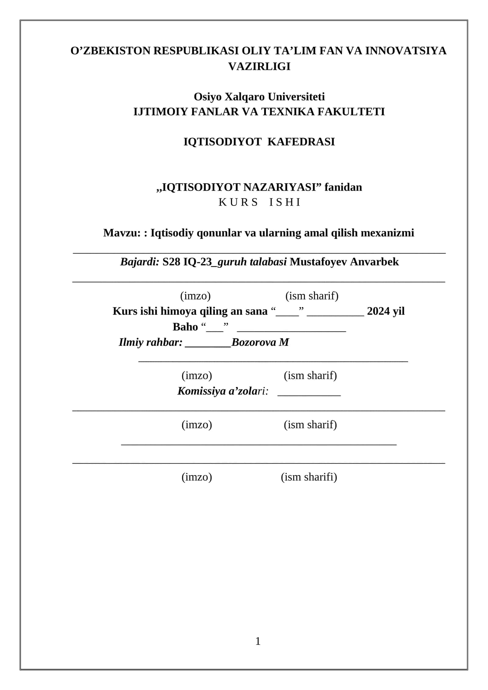 Iqtisodiy qonunlar va ularning amal qilish mexanizmi 1