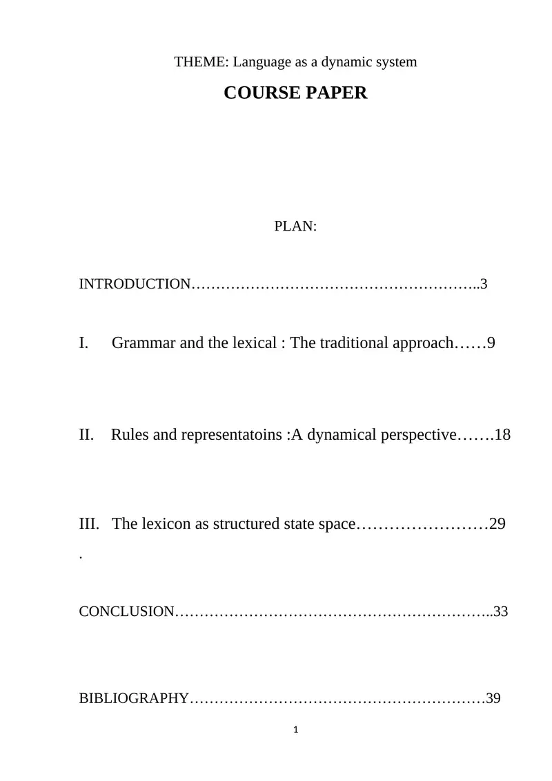 Language as a dynamic system 1