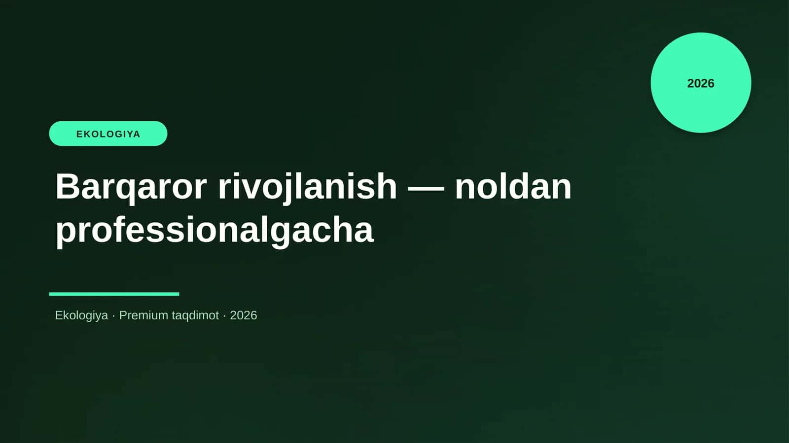 Barqaror rivojlanish — noldan professionalgacha 1