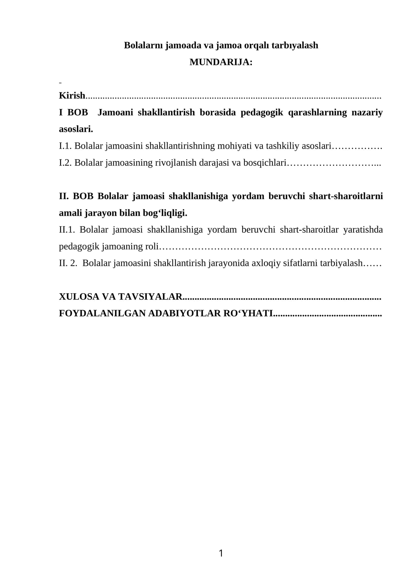Bolalarnı jamoada va jamoa orqalı tarbıyalash 1