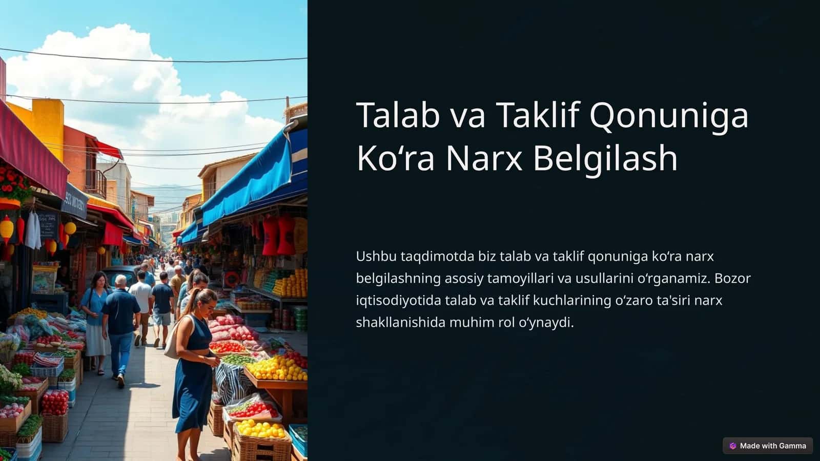 Talab va Taklif Qonuniga Ko‘ra Narx Belgilash 1