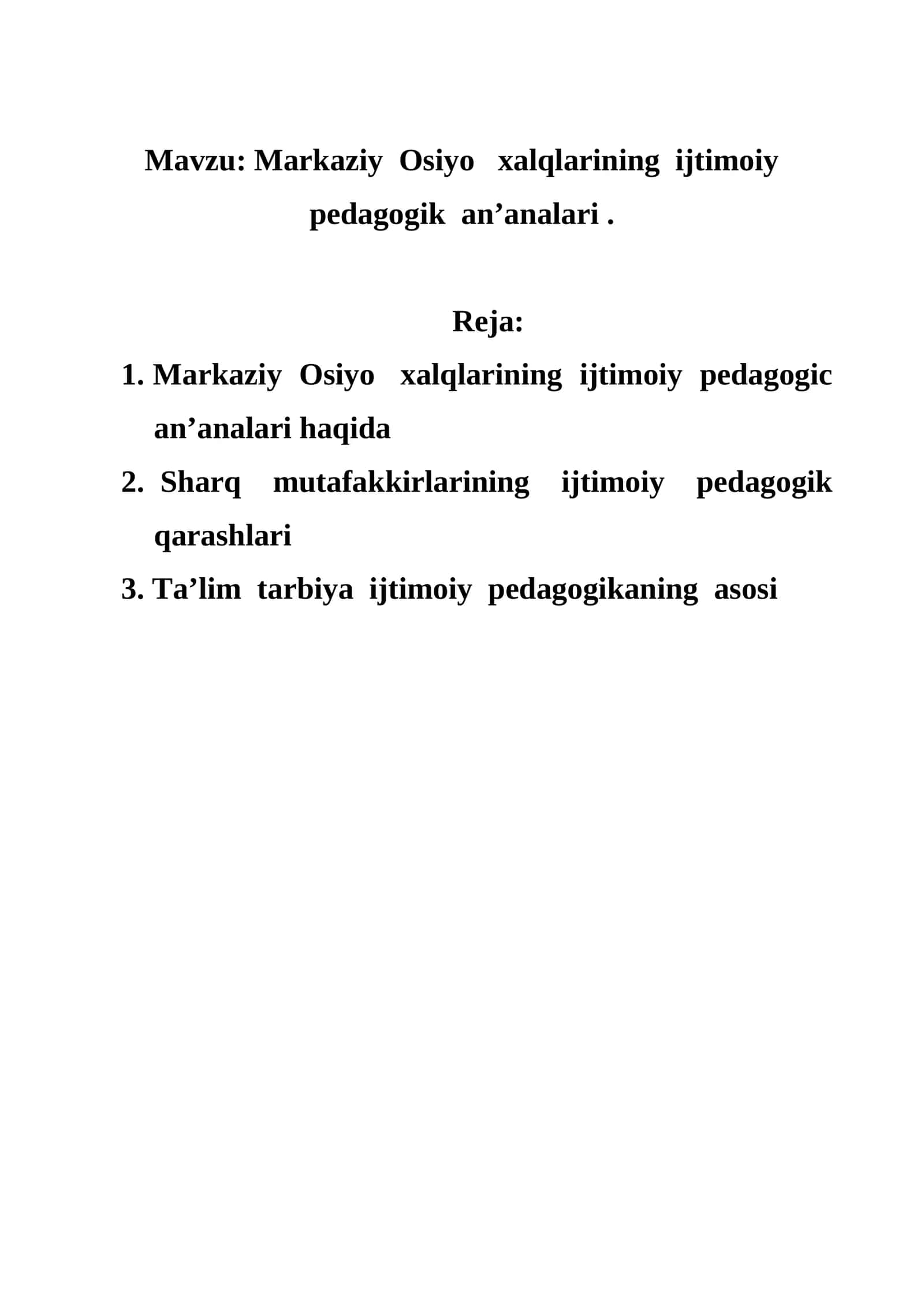 Markaziy Osiyo xalqlarining ijtimoiy pedagogik an’analari 1