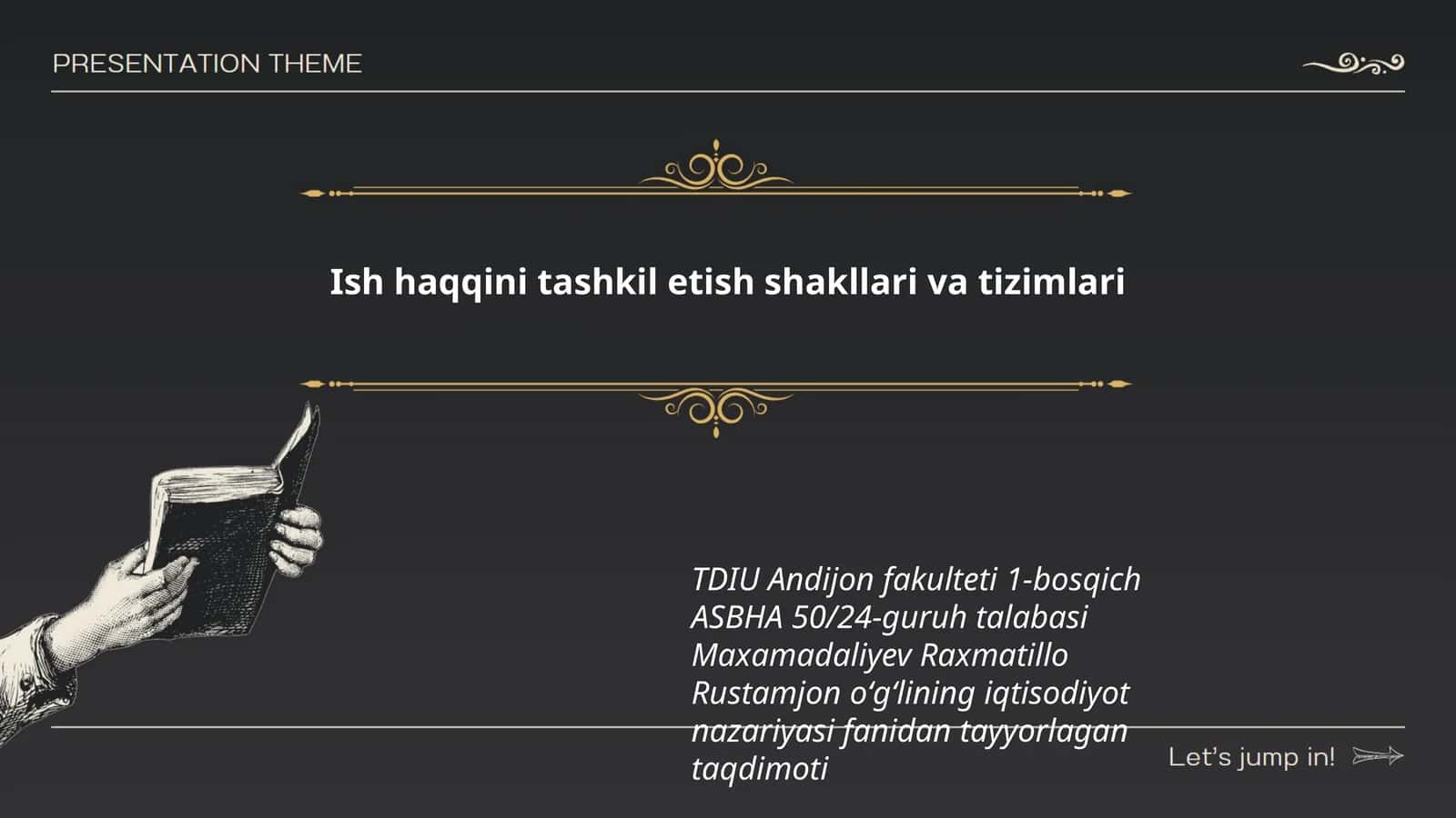 Ish haqqini tashkil etish shakllari va tizimlari 1