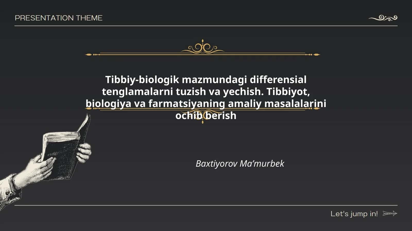 Tibbiy-biologik mazmundagi differensial tenglamalarni tuzish va yechish 1
