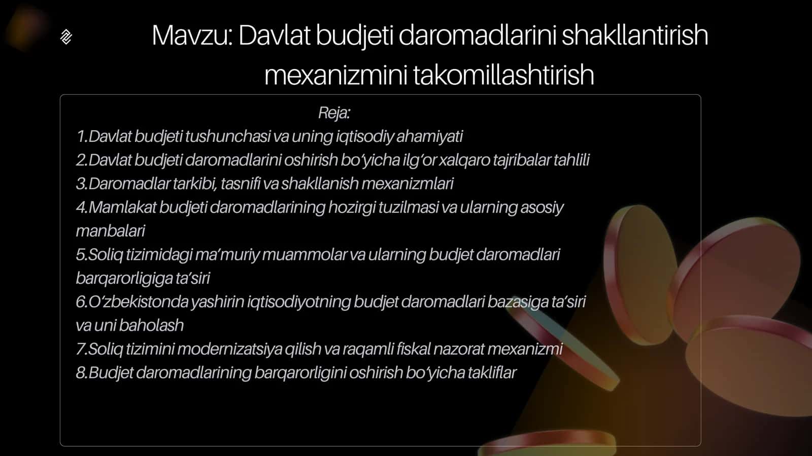 Davlat budjeti tushunchasi va uning iqtisodiy ahamiyati 1