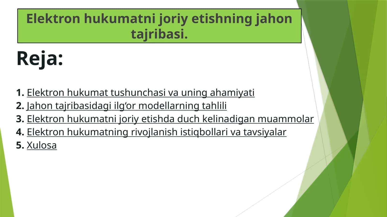 Elektron hukumatni joriy etishning jahon tajribasi 1