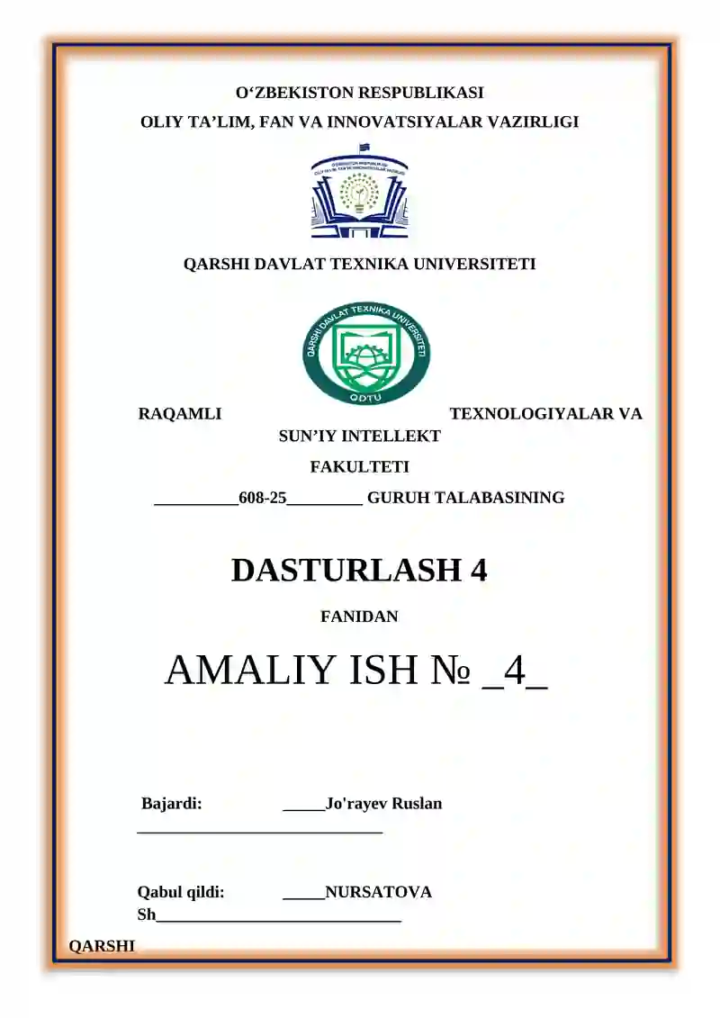 Funksiyalar. Nostandart funksiyalar. Foydalanuvchini 7 ng funksiyalari va ulardan foydalanish