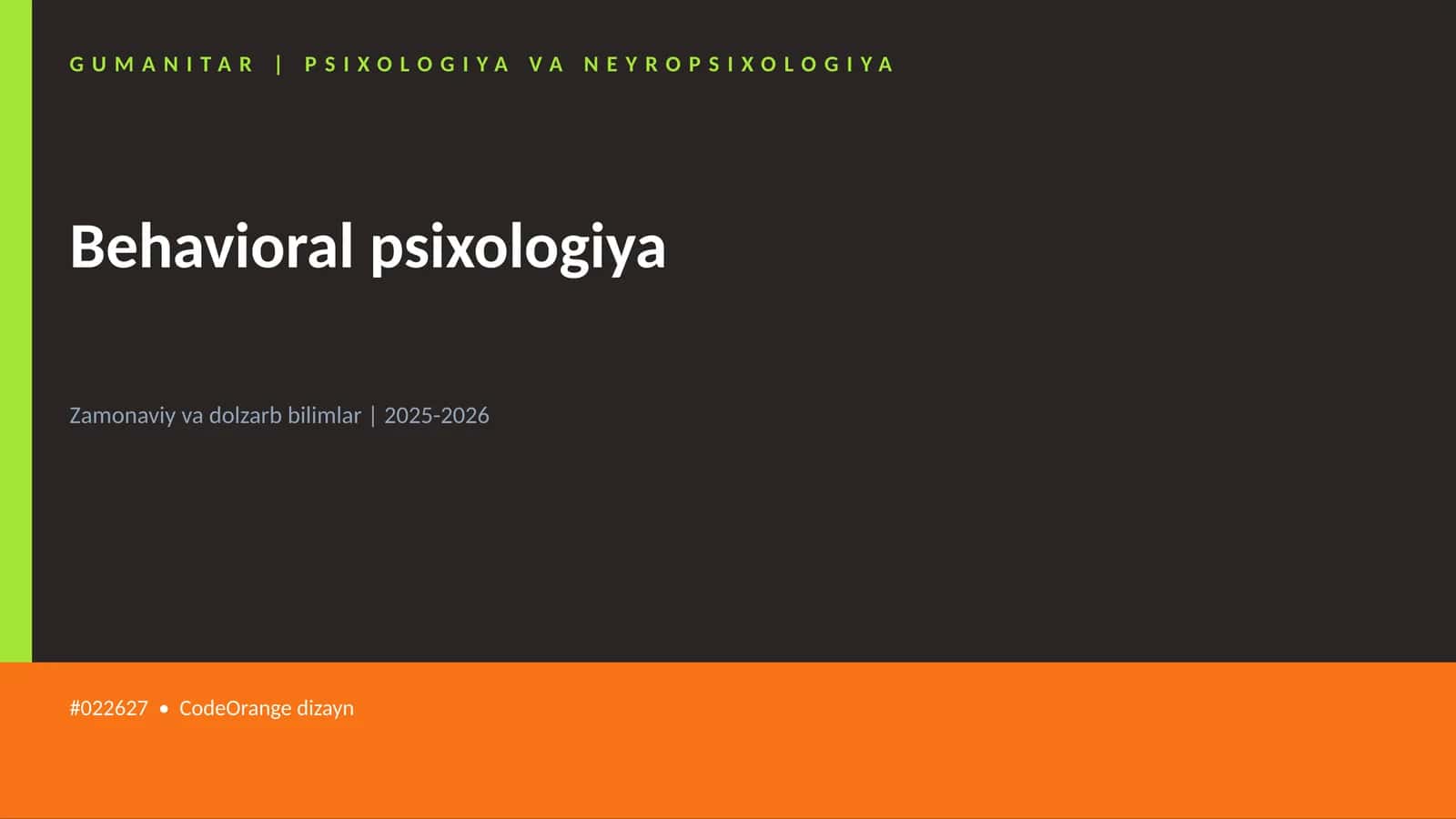 Behavioral psixologiya 1