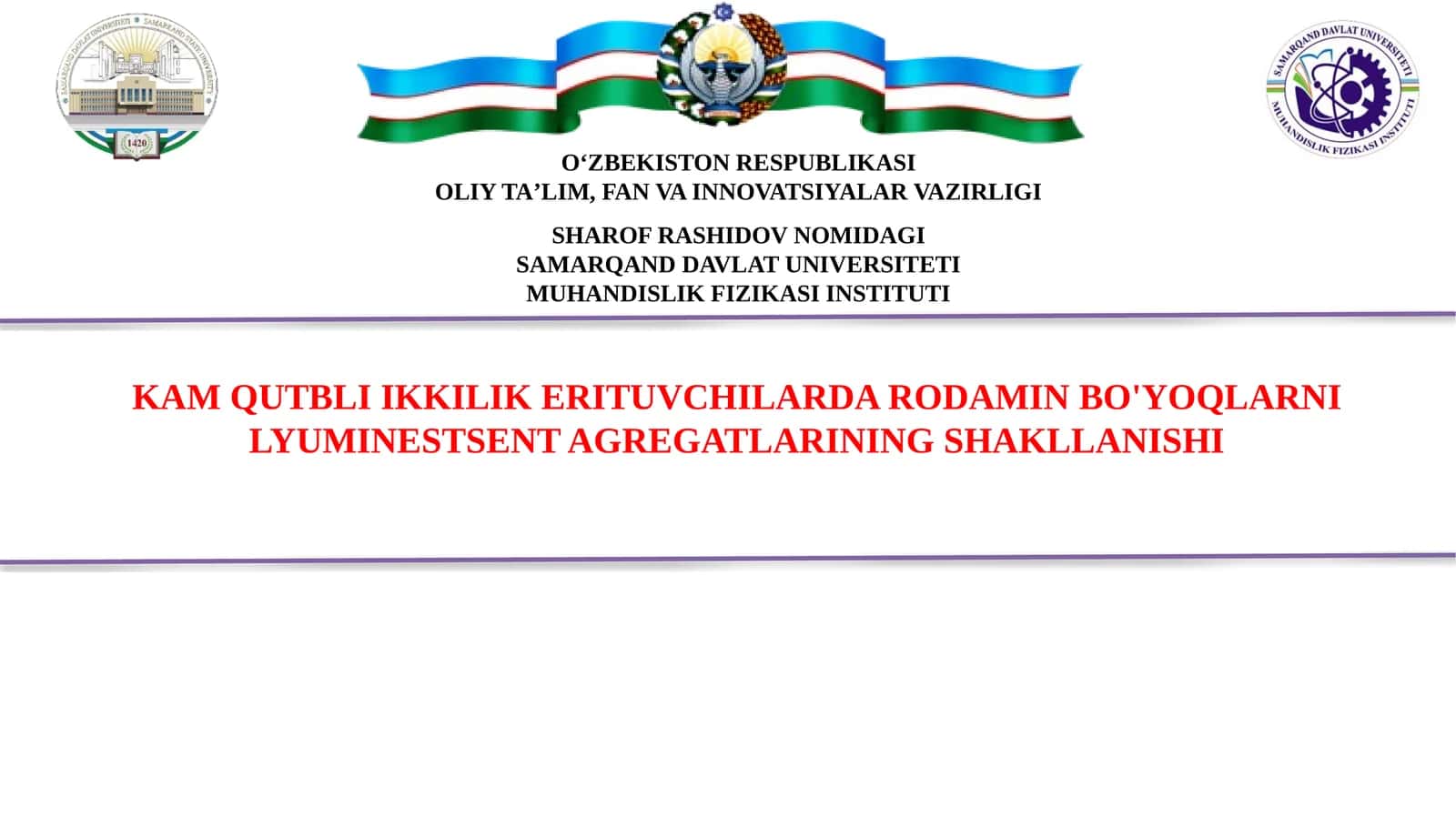 Kamqutbli ikkilik erituvchilarda rodamin bo'yoqlarni lyuminesent agregatlarining shakllanishi 1