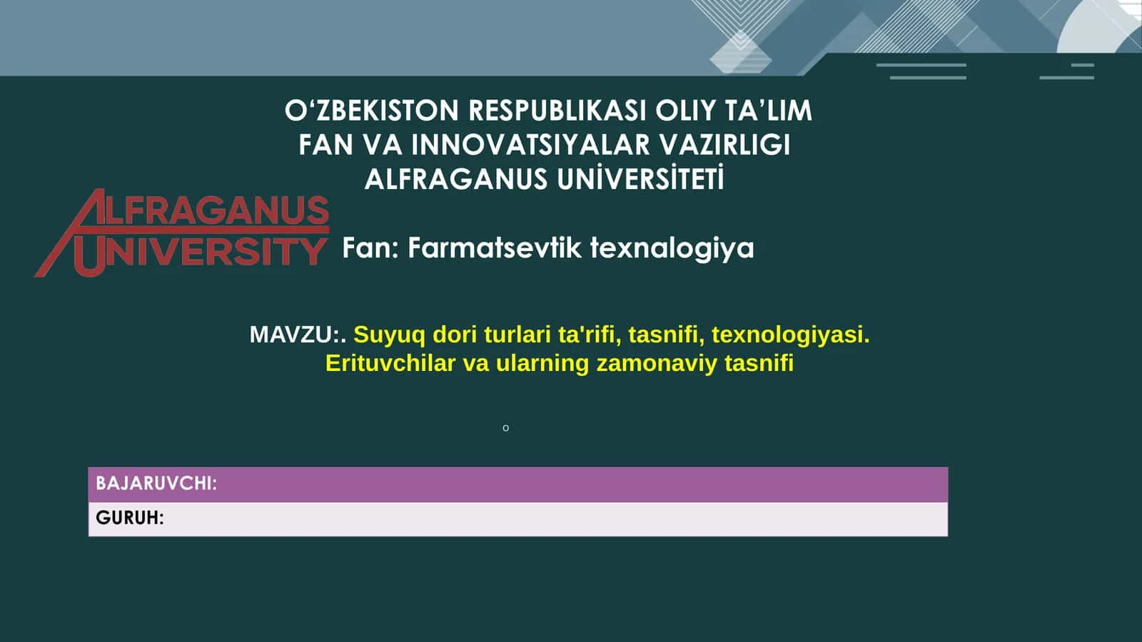Suyuq dori turlari ta'rifi, tasnifi, texnologiyasi 1