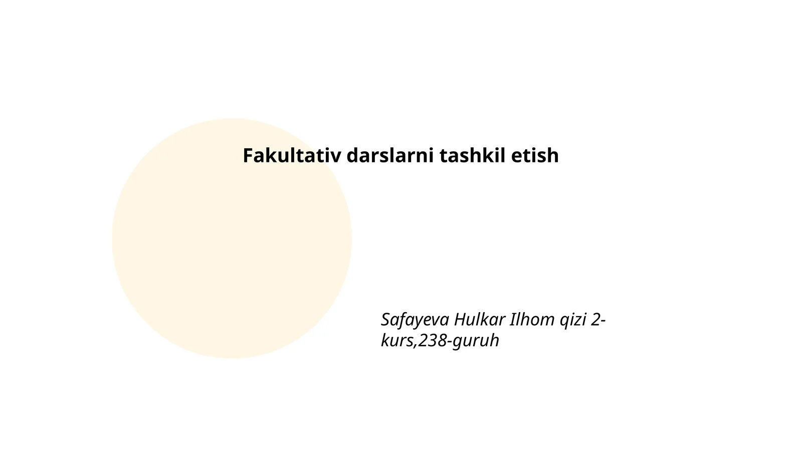 Fakultativ darslarni tashkil etish 1
