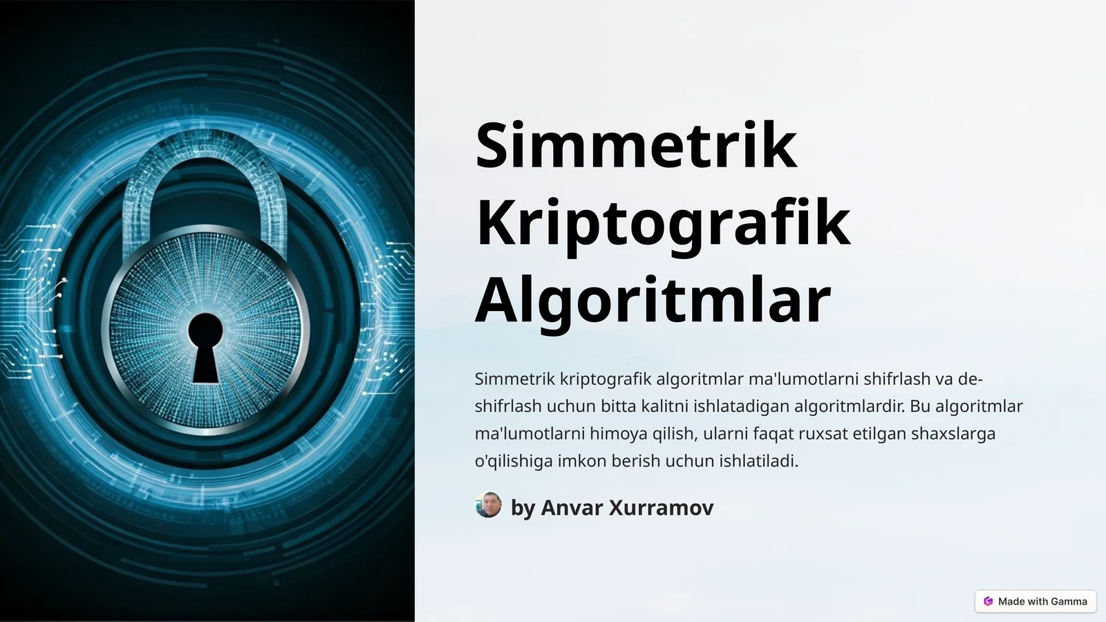 Simmetrik Kriptografik Algoritmlar 1