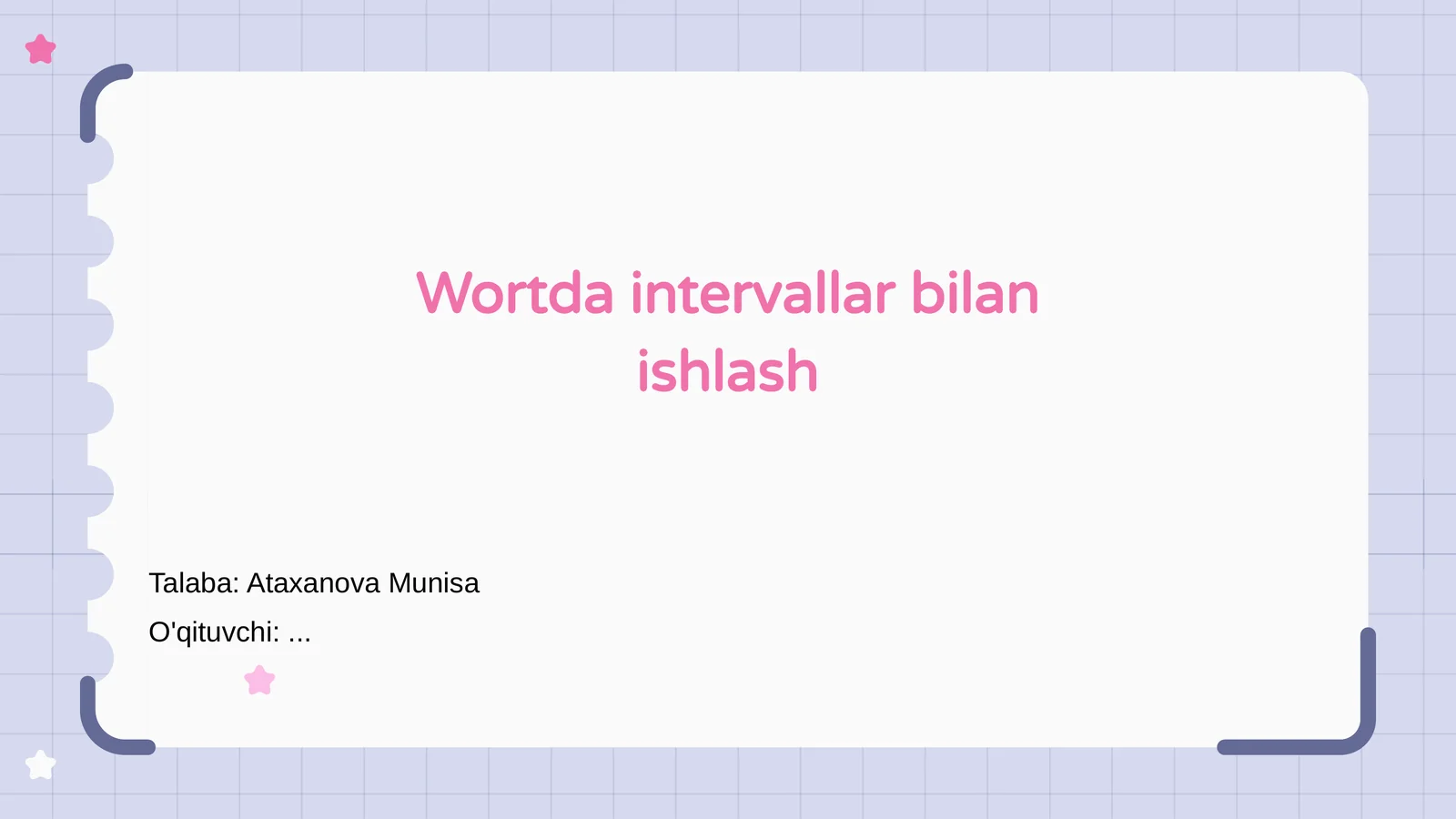 Wortda intervallar bilan ishlash 1