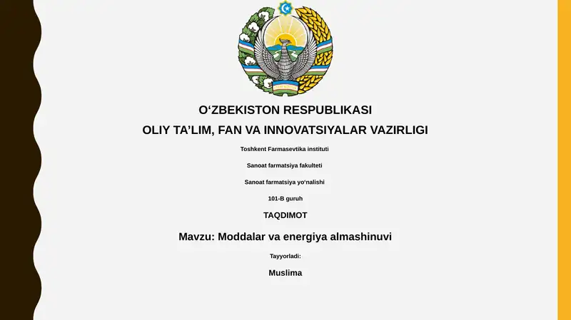 Moddalar va energiya almashinuvi 1