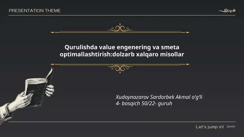 Xalqaro loyihalarda value engineering (qiymat muhandisligi) metodologiyasining amaliy misollari 1