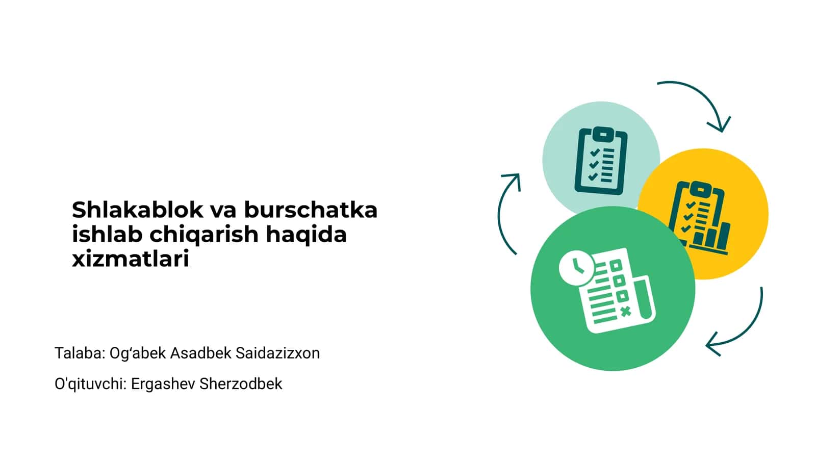 Shlakablok va burschatka ishlab chiqarish haqida xizmatlari 1