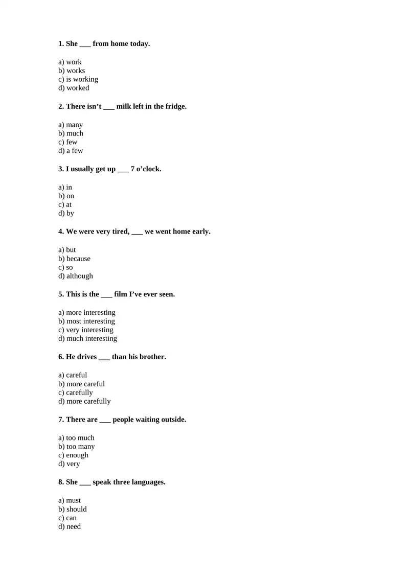 pre-intermediate Test 1