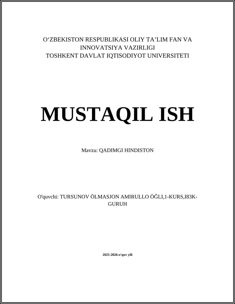QADIMGI HINDISTON 1