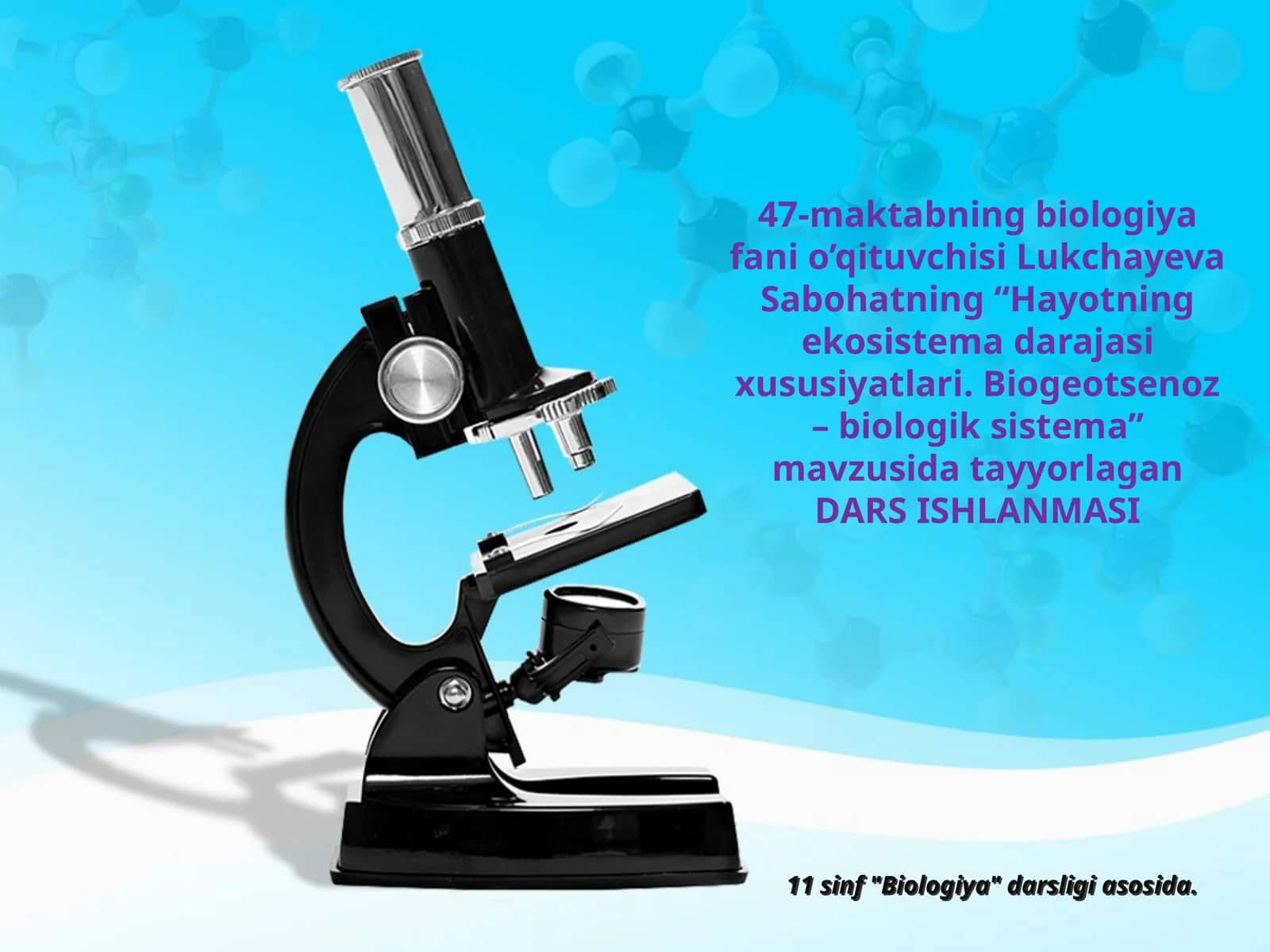 11-sinf Biologiya dars ishlanma. Hayotning ekosistema darajasi xususiyatlari. Biogeotsenoz - biologik sistema 1