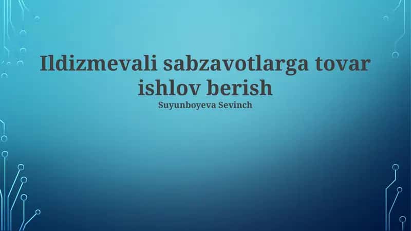 Ildizmevali Sabzavotlarni Qayta Ishlash Jarayonlari 1