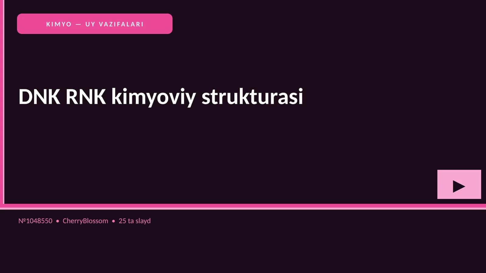 KIMYO — UY VAZIFALARI 1