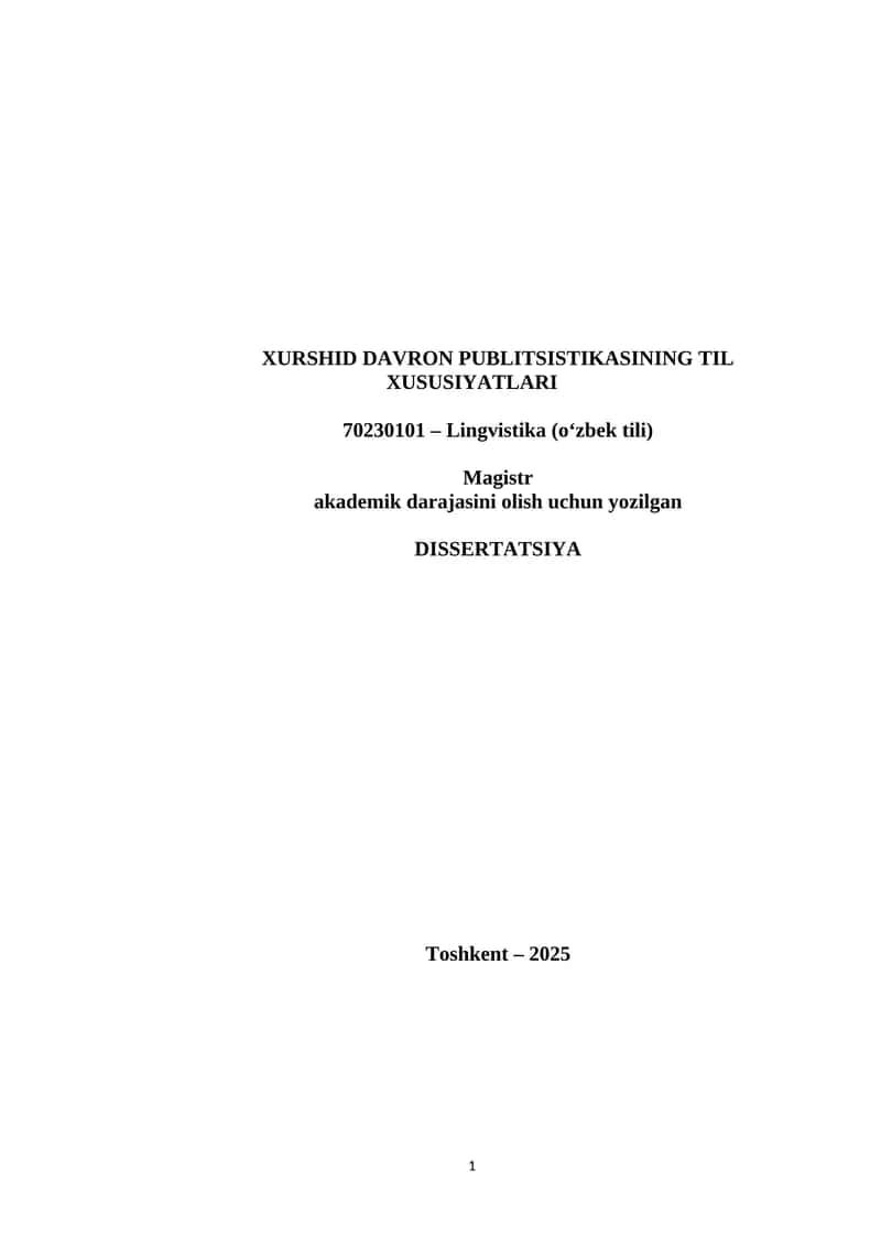 XURSHID DAVRON PUBLITSISTIKASINING TIL XUSUSIYATLARI 1