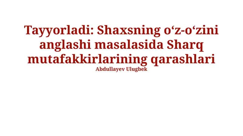 Zen buddizmidagi oʻz-oʻzini anglash 1