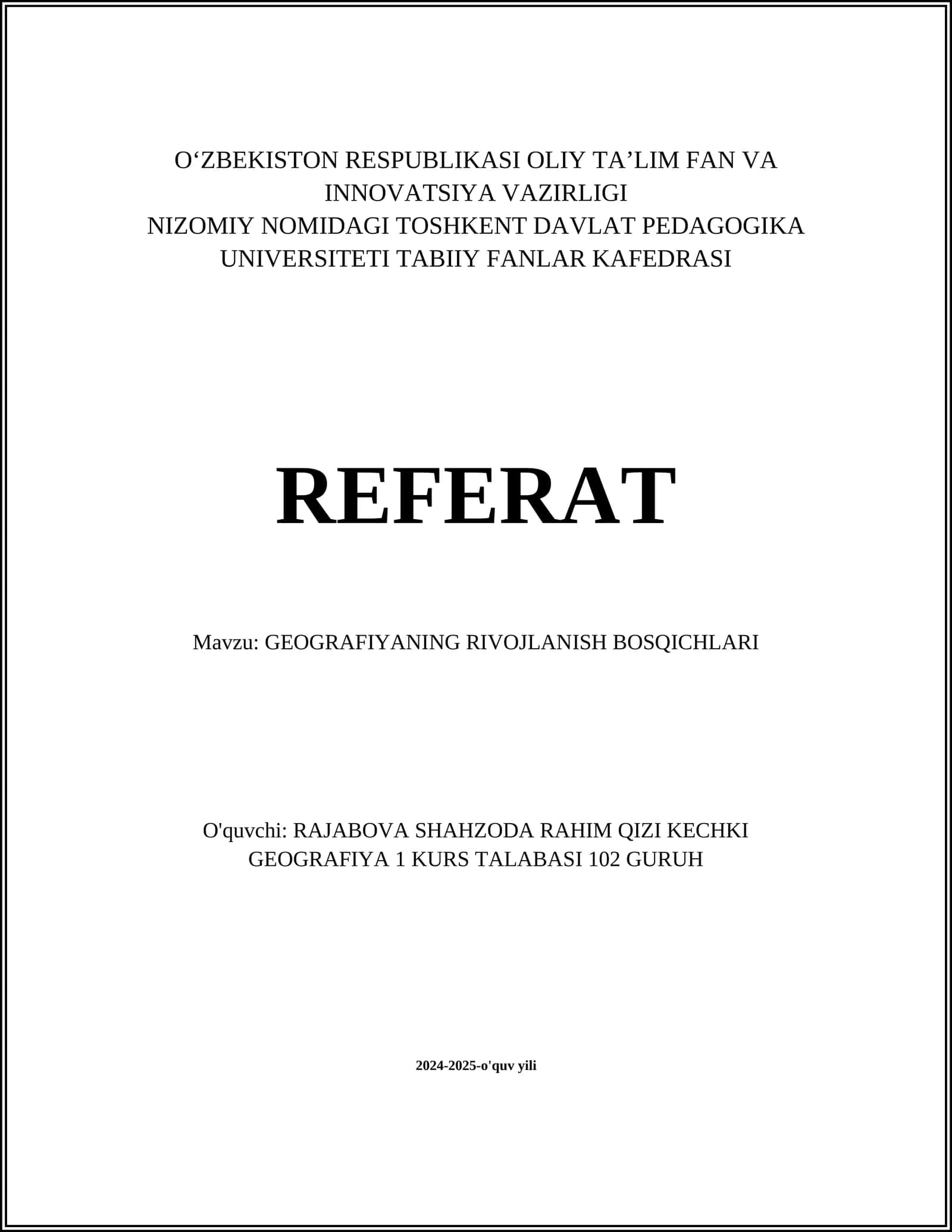 GEOGRAFIYANING RIVOJLANISH BOSQICHLARI 1