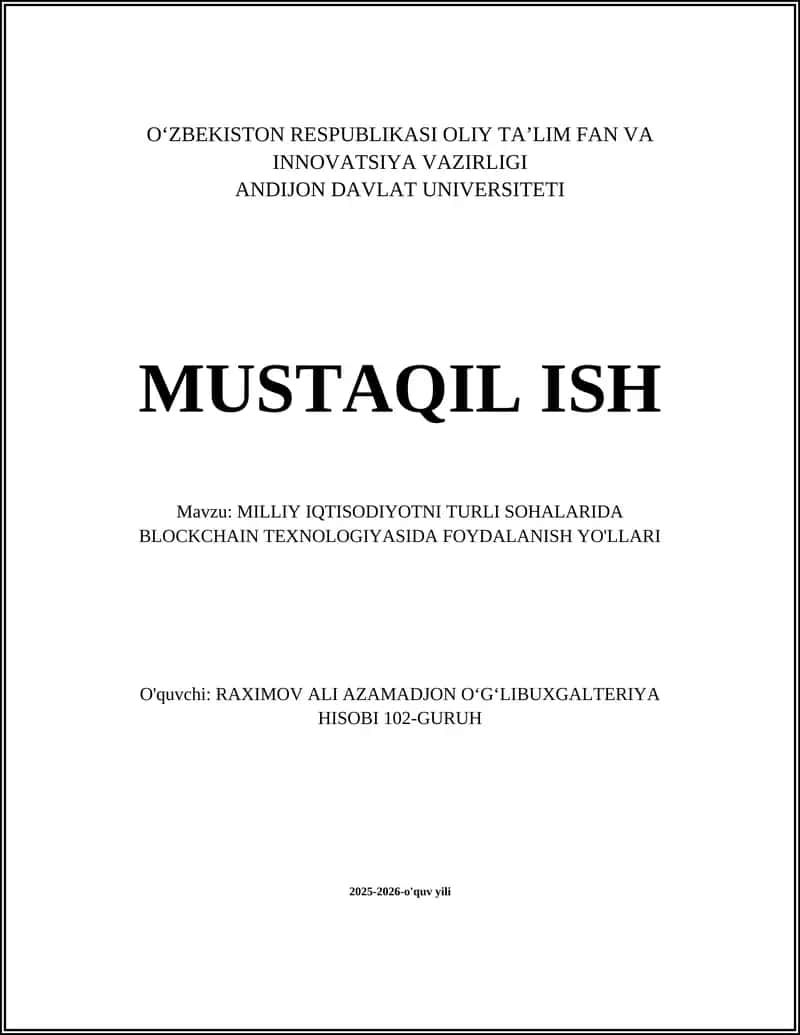MILLIY IQTISODIYOTNI TURLI SOHALARIDA BLOCKCHAIN TEXNOLOGIYASIDA FOYDALANISH YO'LLARI 1