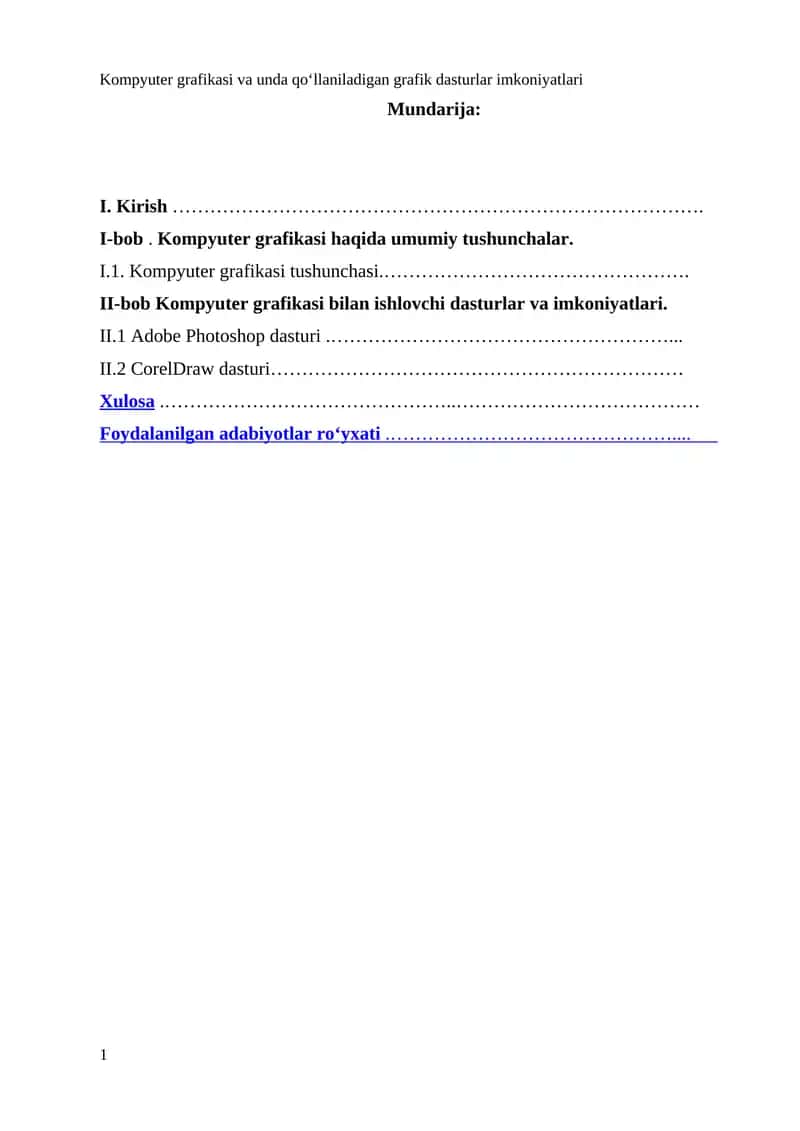 Kompyuter grafikasi va unda qo‘llaniladigan grafik dasturlar imkoniyatlari 1