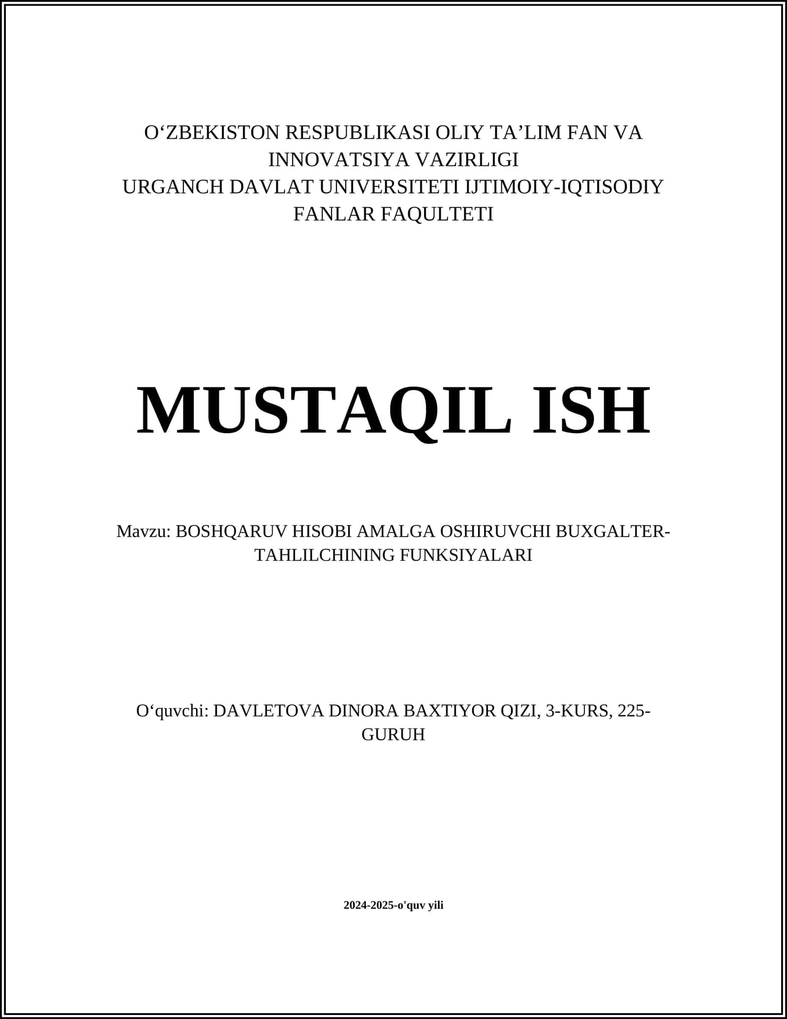 BOSHQARUV HISOBI AMALGA OSHIRUVCHI BUXGALTER-TAHLILCHINING FUNKSIYALARI 1