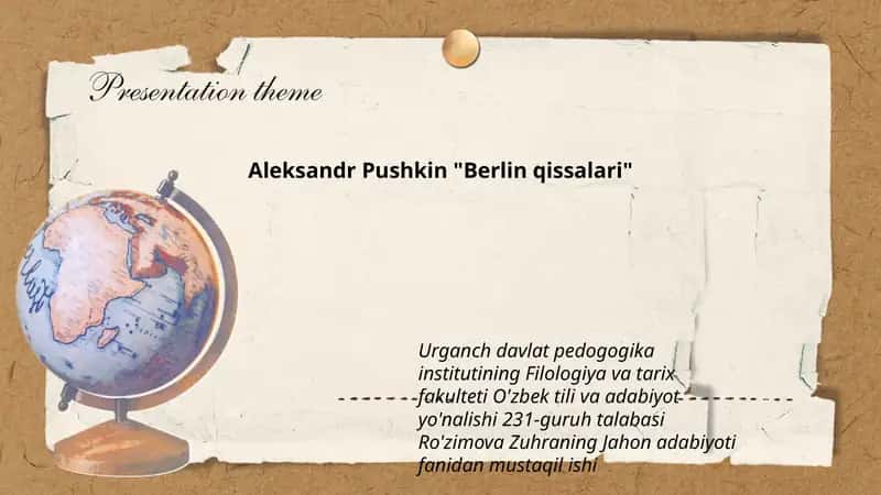 Aleksandr Pushkin "Berlin qissalari" 1