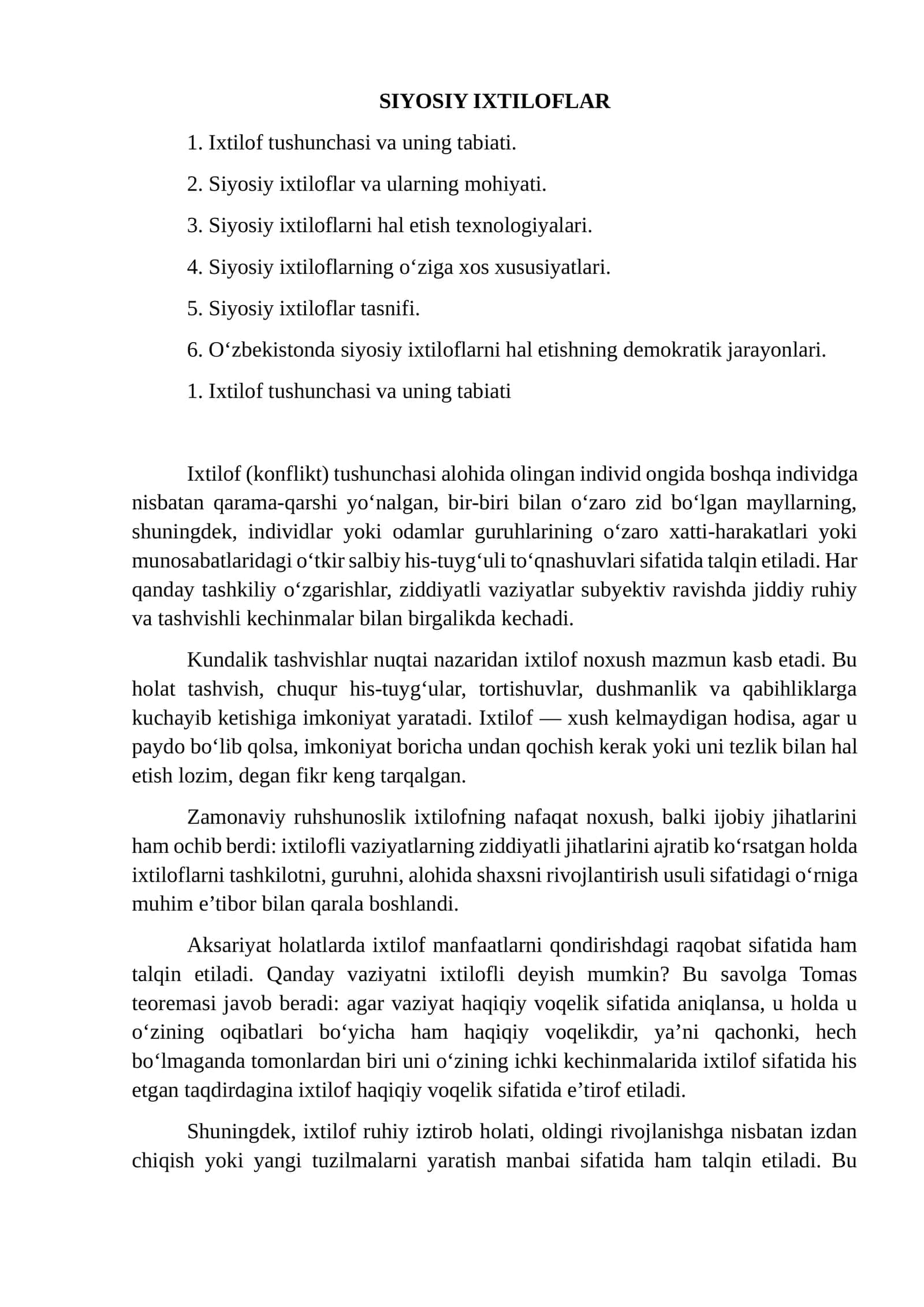 Siyosiy Ixtiloflar 1