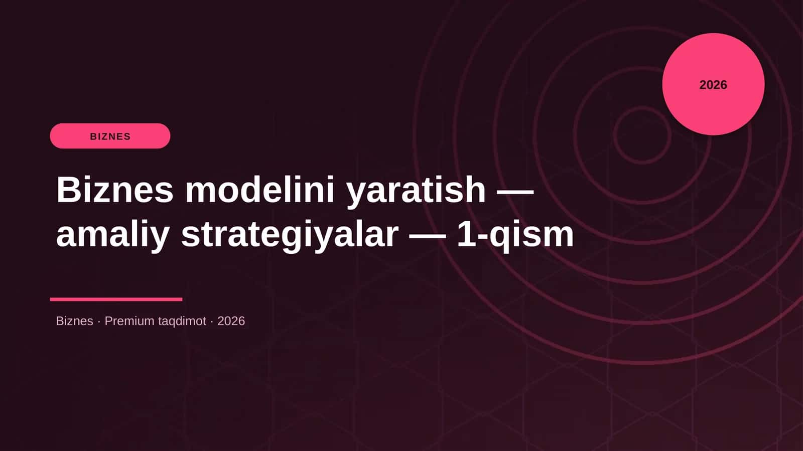 Biznes modelini yaratish — amaliy strategiyalar — 1-qism 1
