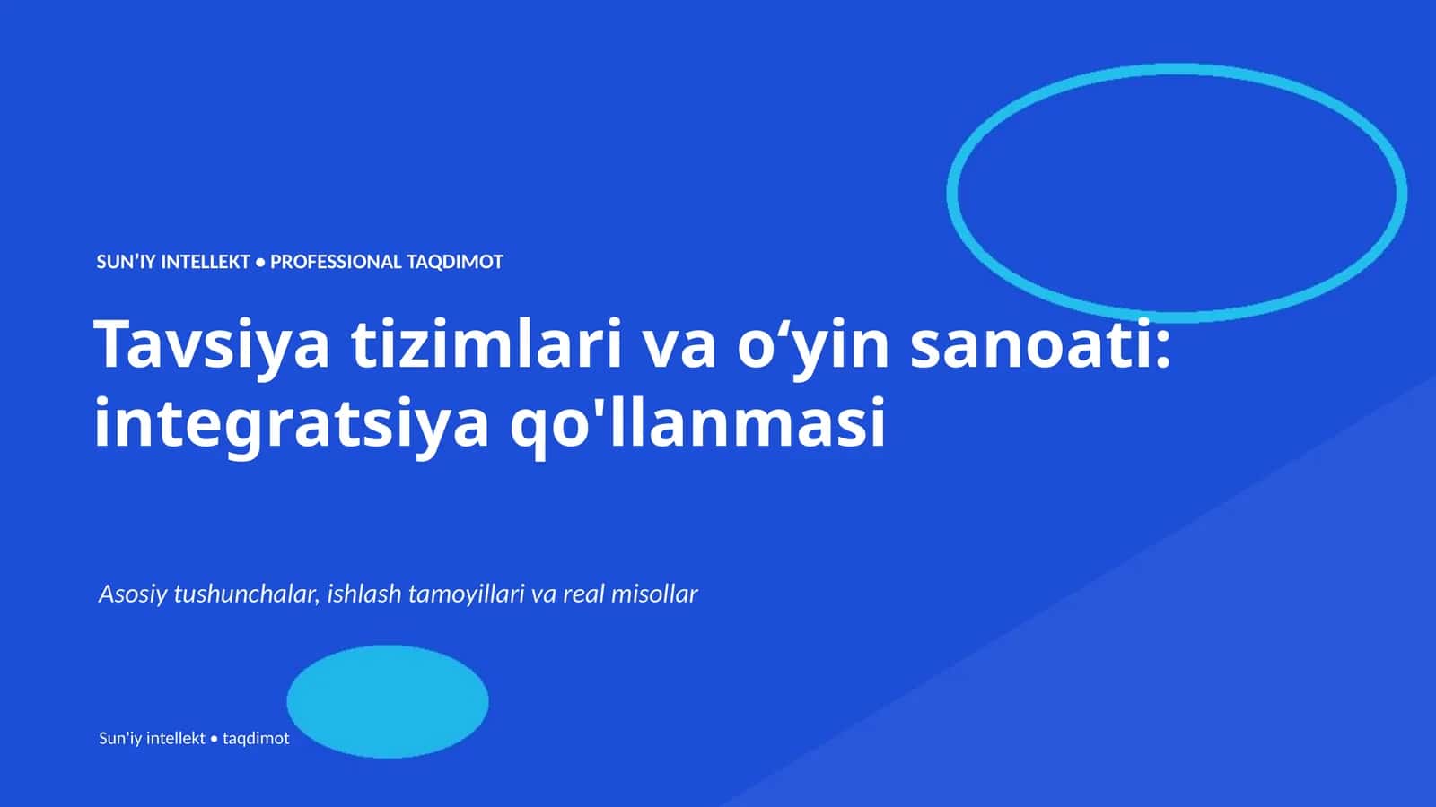 Tavsiya tizimlari va oʻyin sanoati: integratsiya qo'llanmasi 1