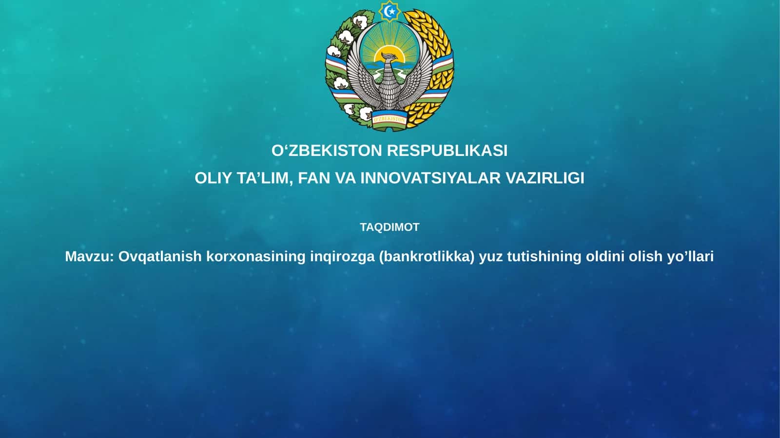 Ovqatlanish korxonasi inqirozga yuz tutishning oldini olish yo'llari 1