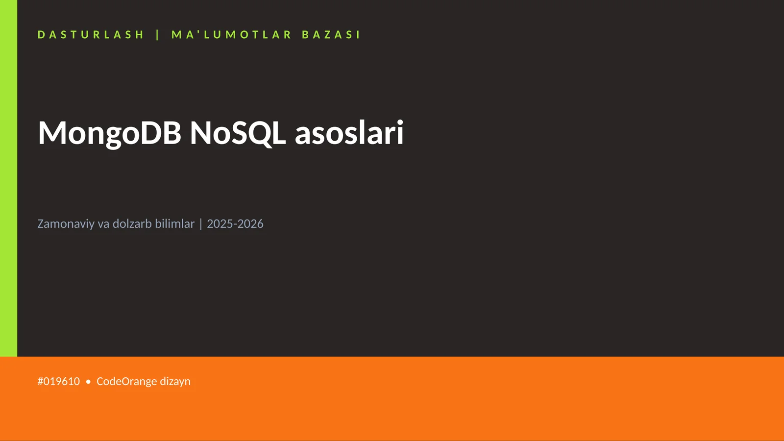 MongoDB NoSQL asoslari 1