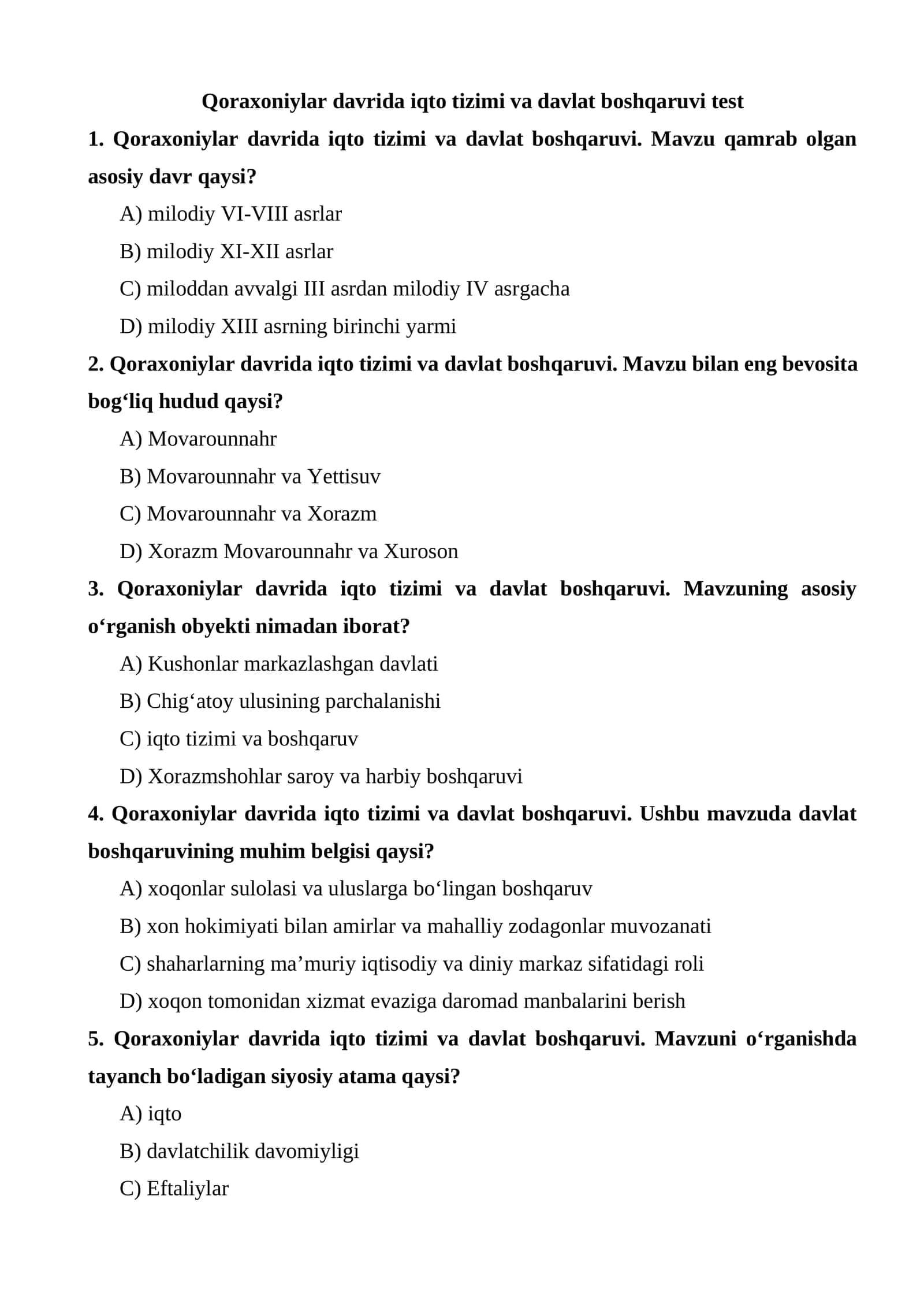Qoraxoniylar davrida iqto tizimi va davlat boshqaruvi 1