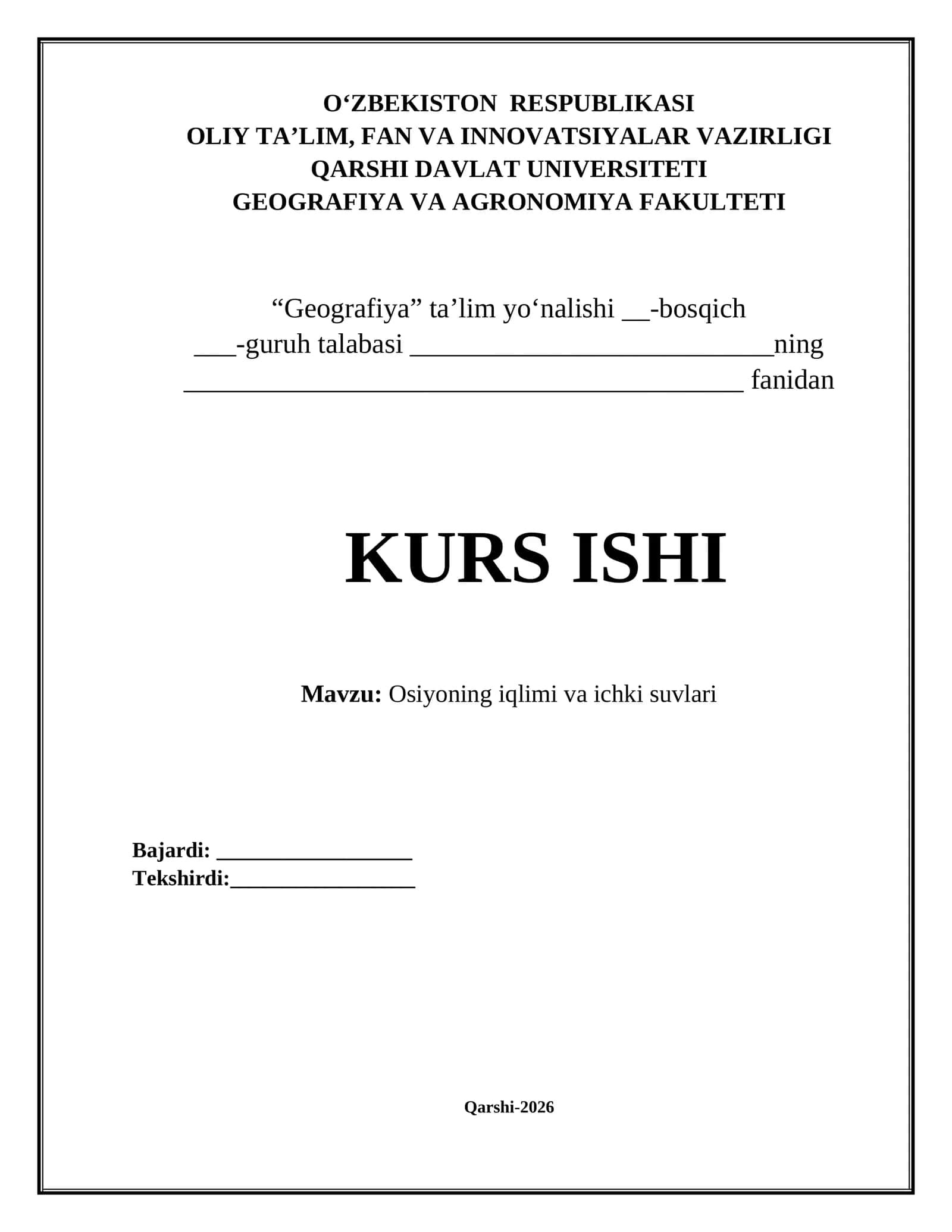 Osiyoning iqlimi va ichki suvlari 1