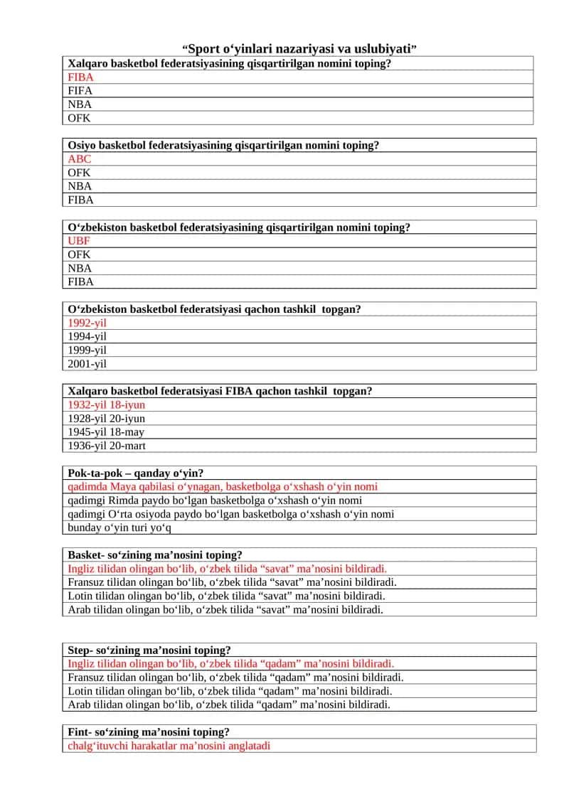 Sport o‘yinlari nazariyasi va uslubiyati 1