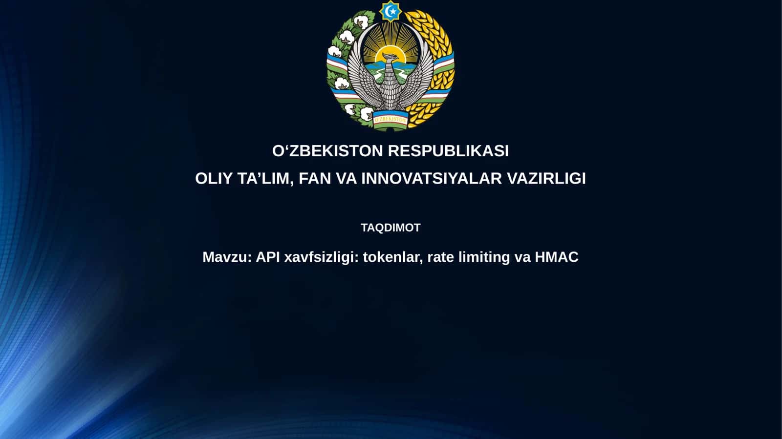 API Xavfsizligi: Tokenlar, Rate Limiting va HMAC 1