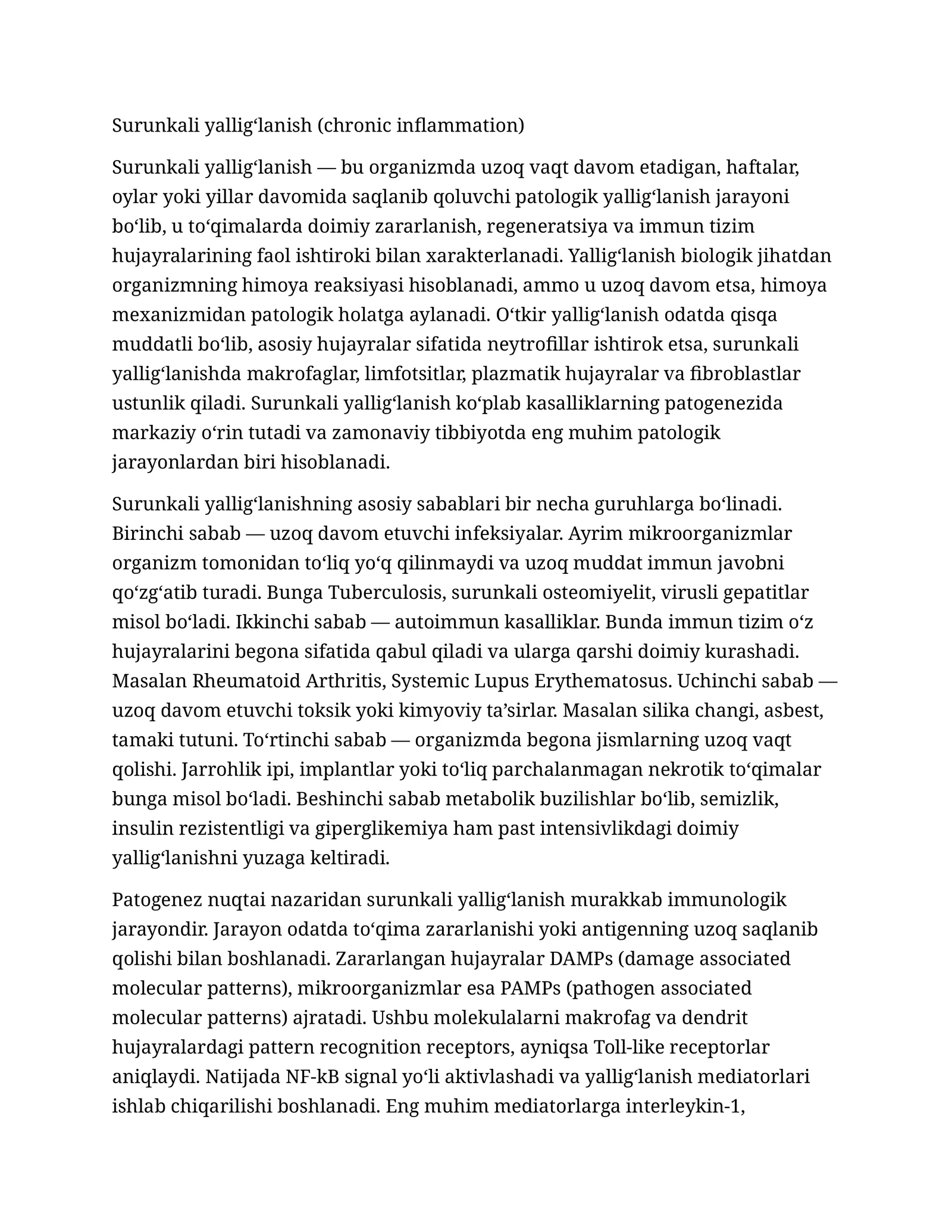 Surunkali yallig‘lanish (chronic inflammation) 1