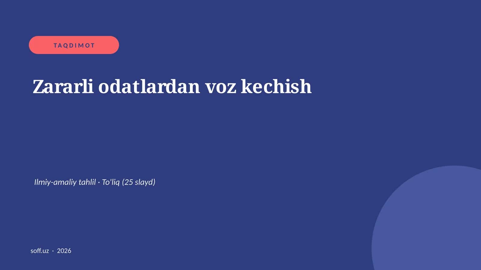 Zararli odatlardan voz kechish 1