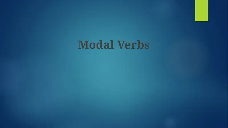 Modal Verbs 1